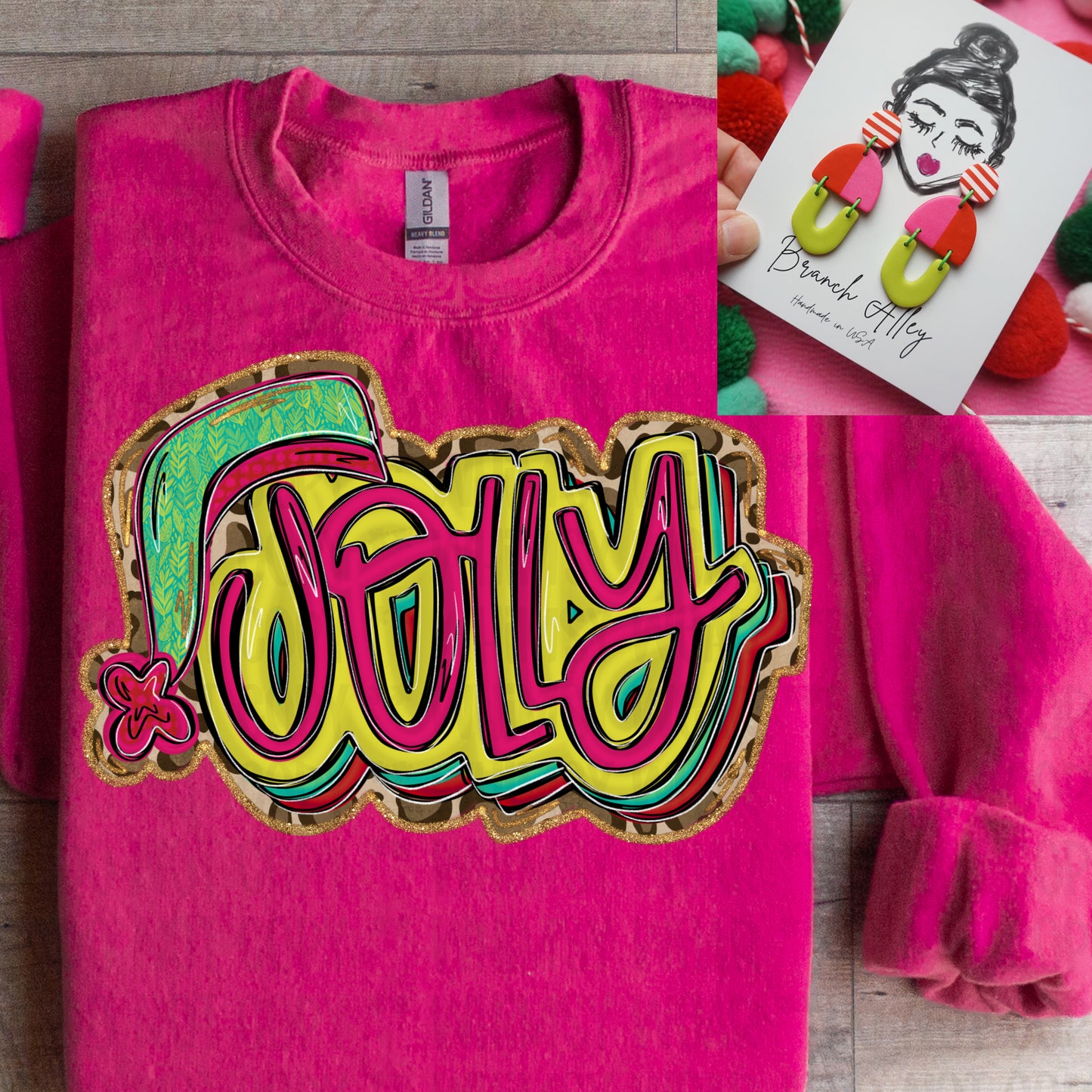 Jolly Hat Shirt and Branch Alley Earring Set DAILY DEAL