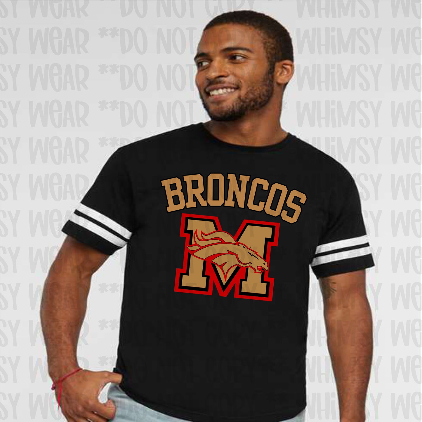 Morsey Jersey Design Gold Letters With Black Outline on Unisex Jersey Tee (Front Design Only)