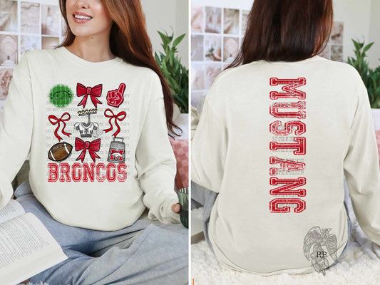 Bronco Pride with Bows Two Sided (Customizable)