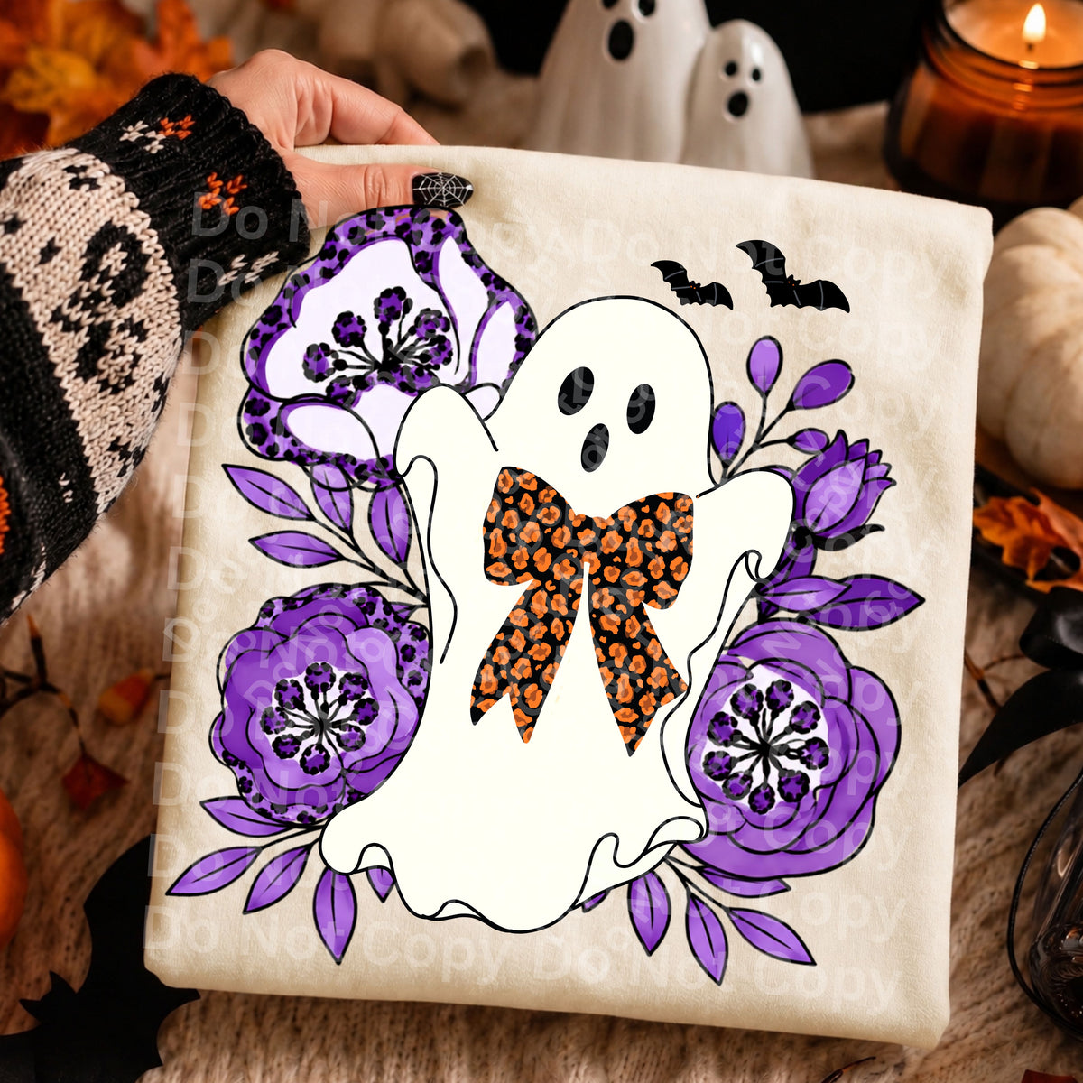Floral Ghost Pumpkin