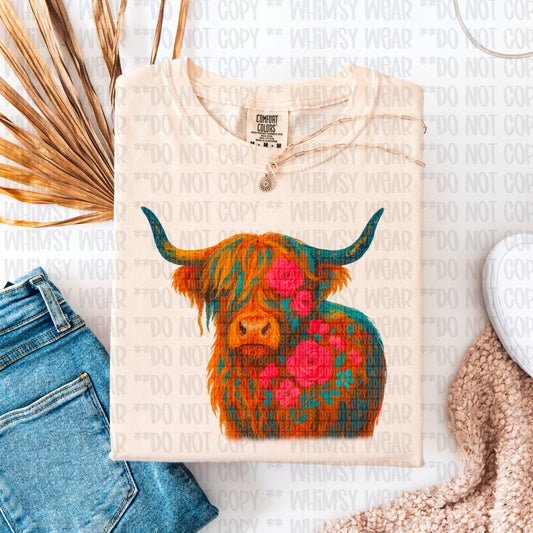 Highland Cow Floral