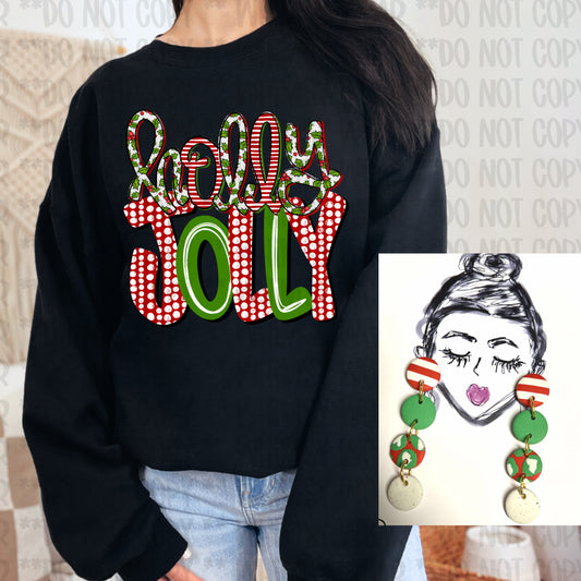 Holly Jolly Shirt and Branch Alley Earring Set DAILY DEAL