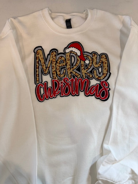 Merry Christmas Leopard Chenille Patch