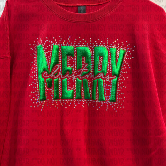 Merry Christmas Spangle, Puff and Glitter Combo in Green