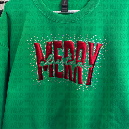 Merry Christmas Spangle, Puff and Glitter Combo in Red