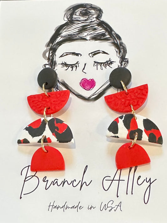 Branch Alley Game Day Style 3 (Red, White and Black Dangle)