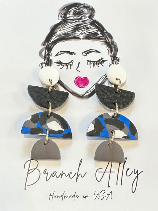 Branch Alley Game Day Style 3 (Royal, Grey, Black and White Dangle)