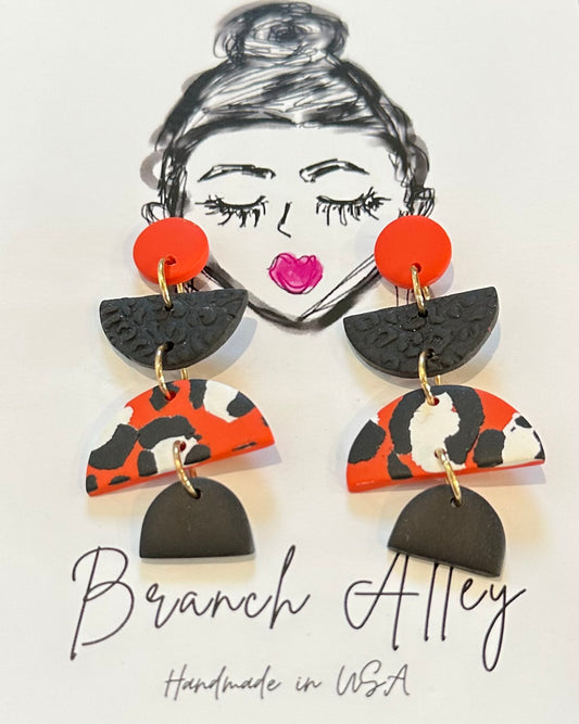 Branch Alley Game Day Style 3 (Orange, Black and White Dangle)