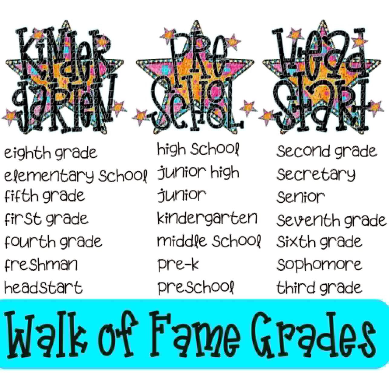 Walk of Fame Careers, Mascots and Grades