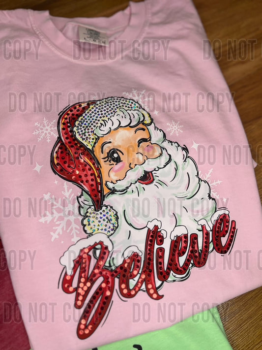 Believe Santa Spangle and Screenprint