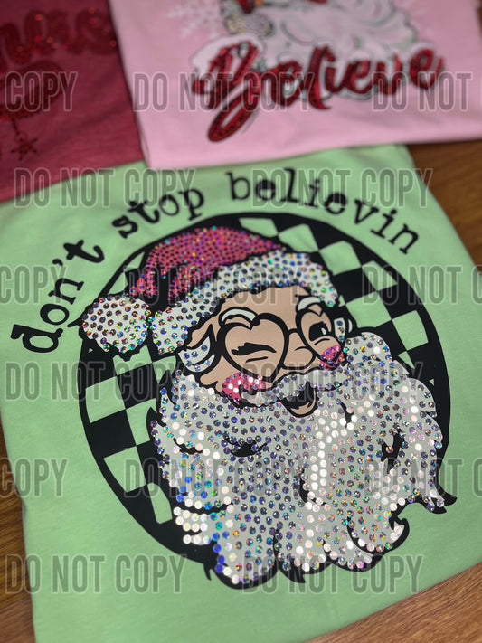 Don't Stop Believin Spangle and Screenprint