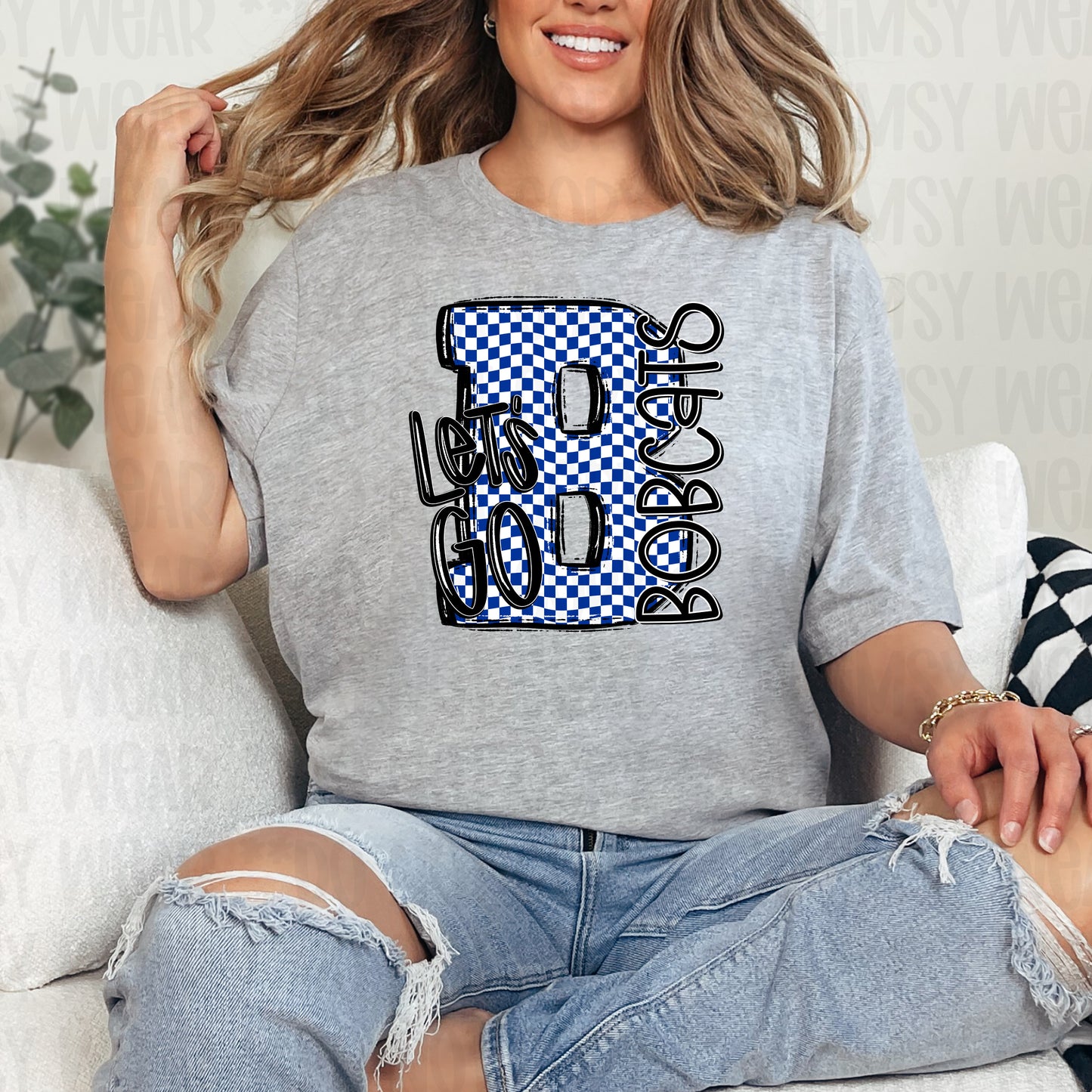 Lets Go Checkered Monogram Mascot (Customizable)