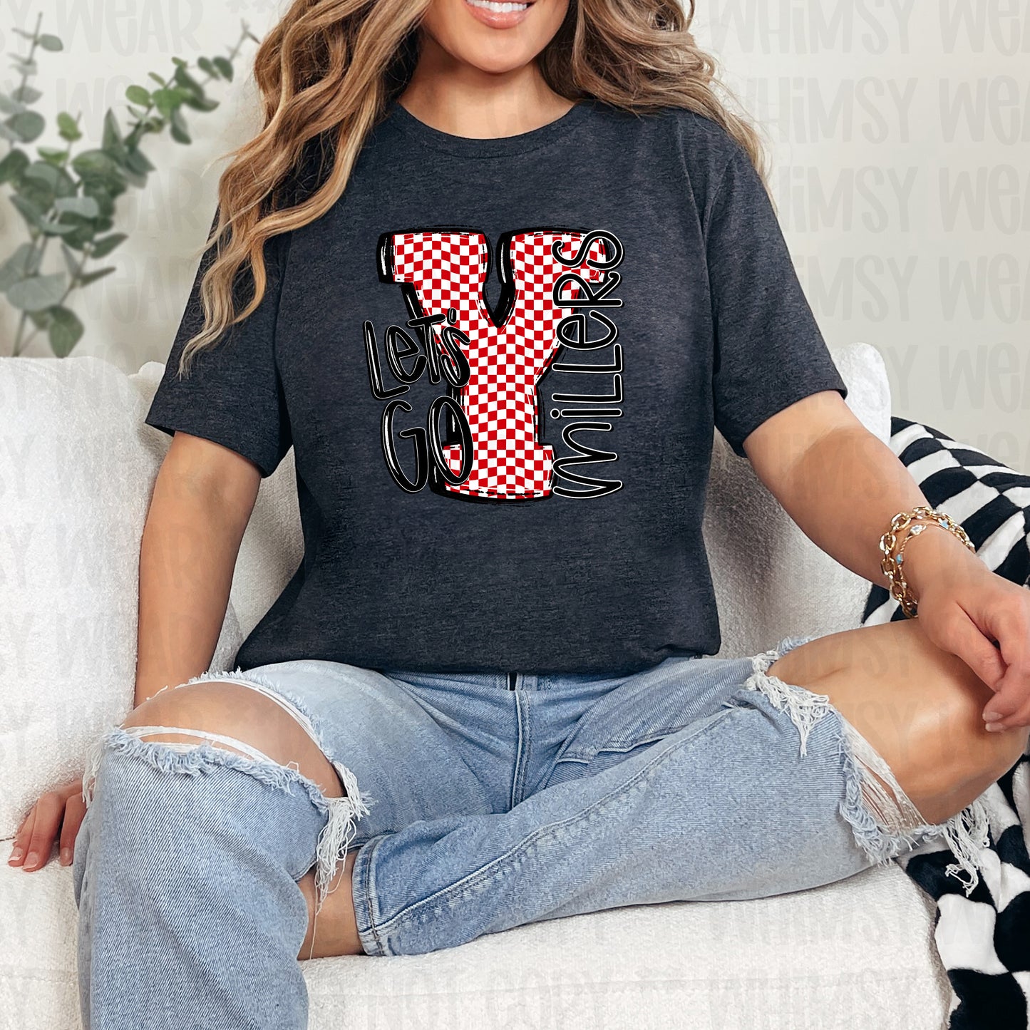 Lets Go Checkered Monogram Mascot (Customizable)