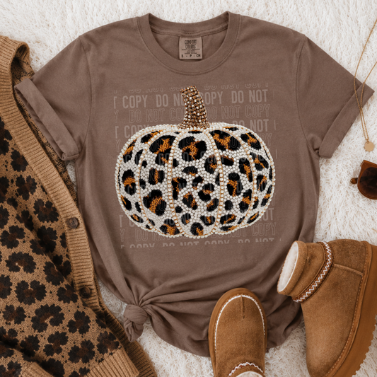 Leopard Pumpkin Faux Embroidery