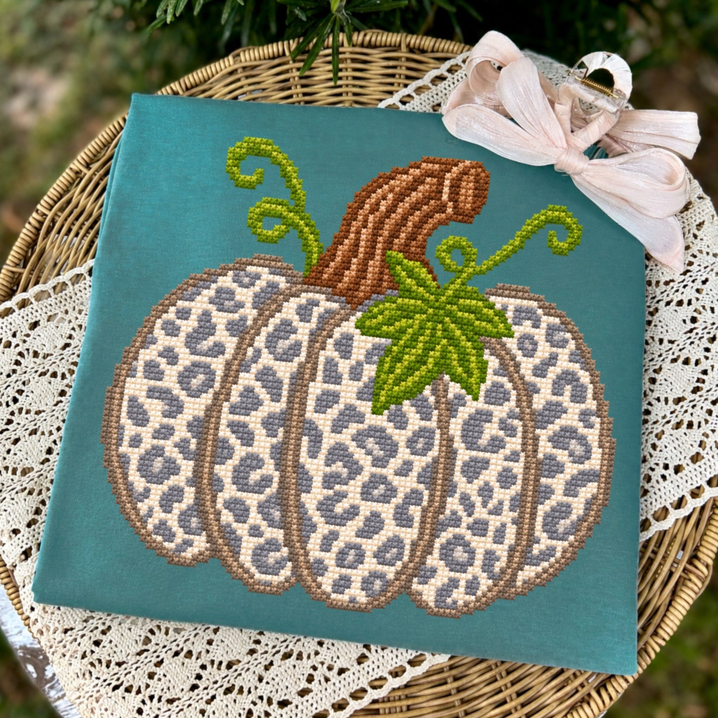 Faux Embroidered Pumpkin
