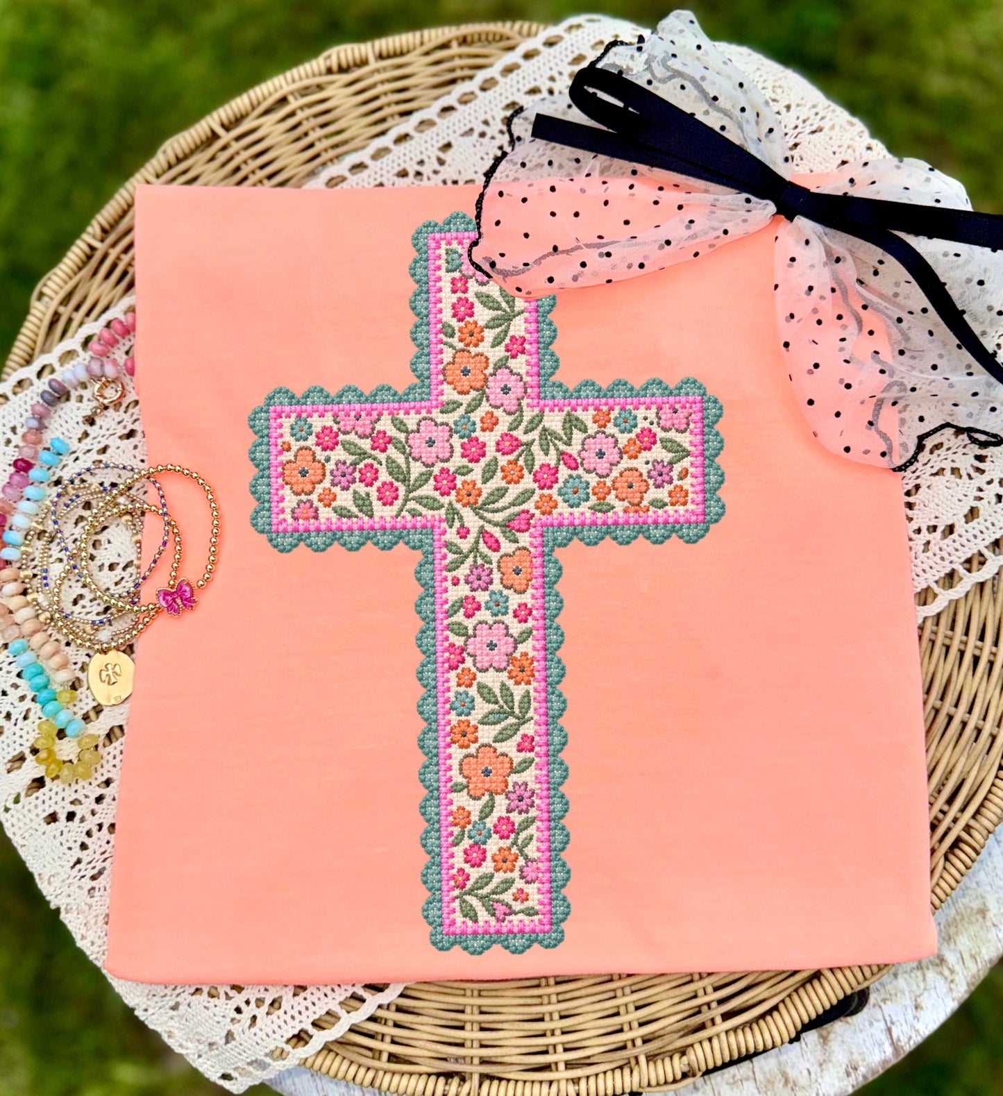 Faux Embroidered Cross