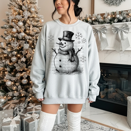 Black Half Tone Snowman