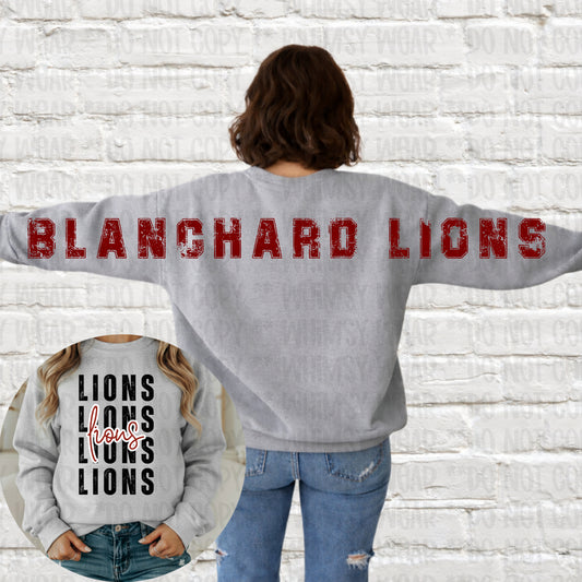 Customizable Long Back Font School or Mascot with front design