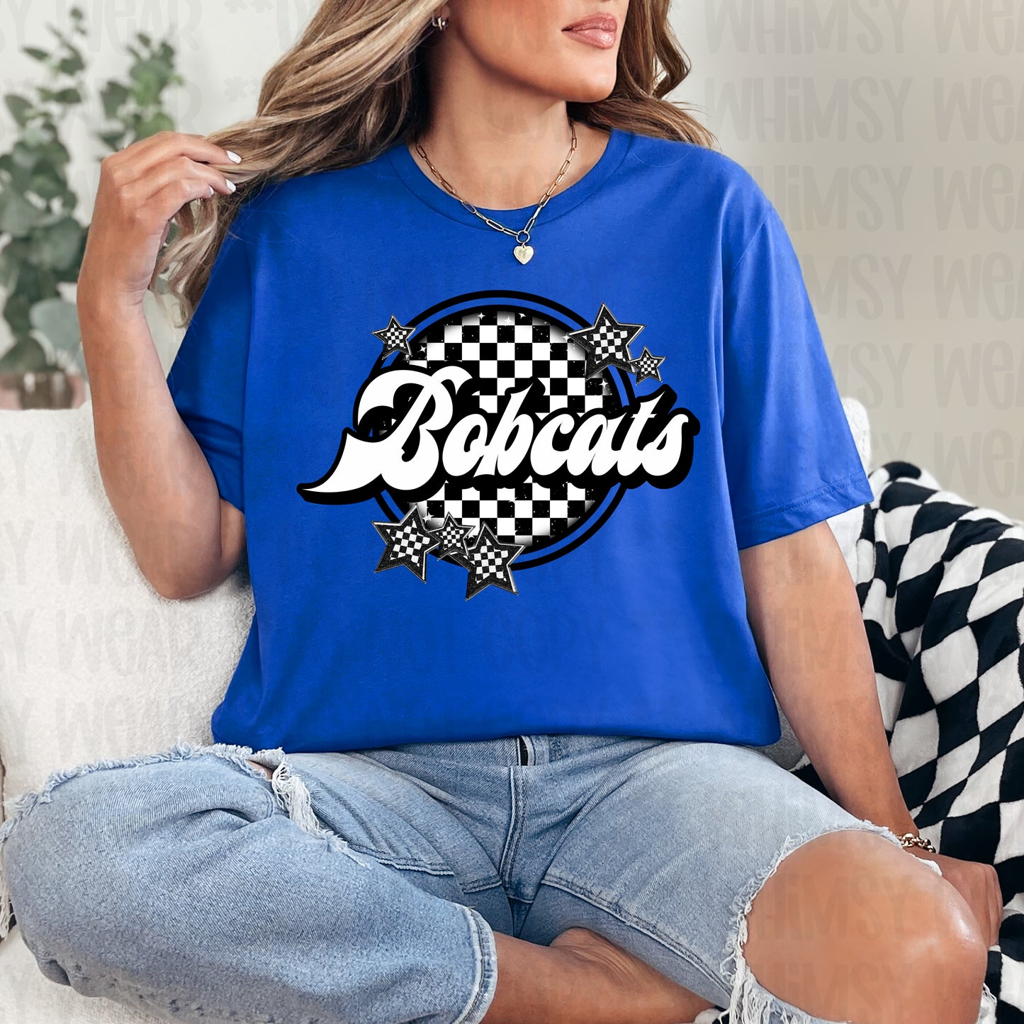Retro Checkered Mascot with Stars (Customizable)