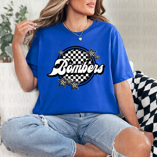 Retro Checkered Mascot with Stars (Customizable)