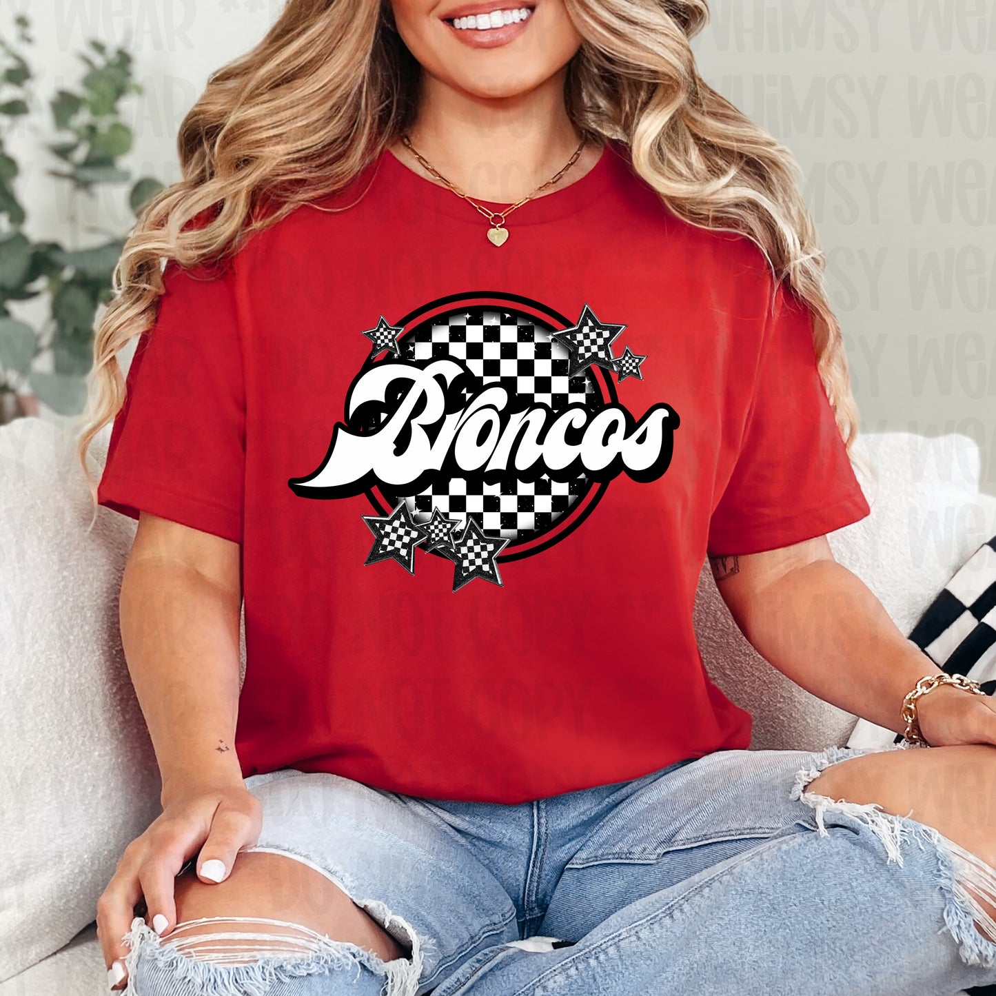 Retro Checkered Mascot with Stars (Customizable)