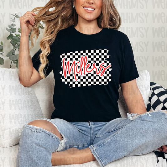 Checkered Script Mascot  (Customizable)