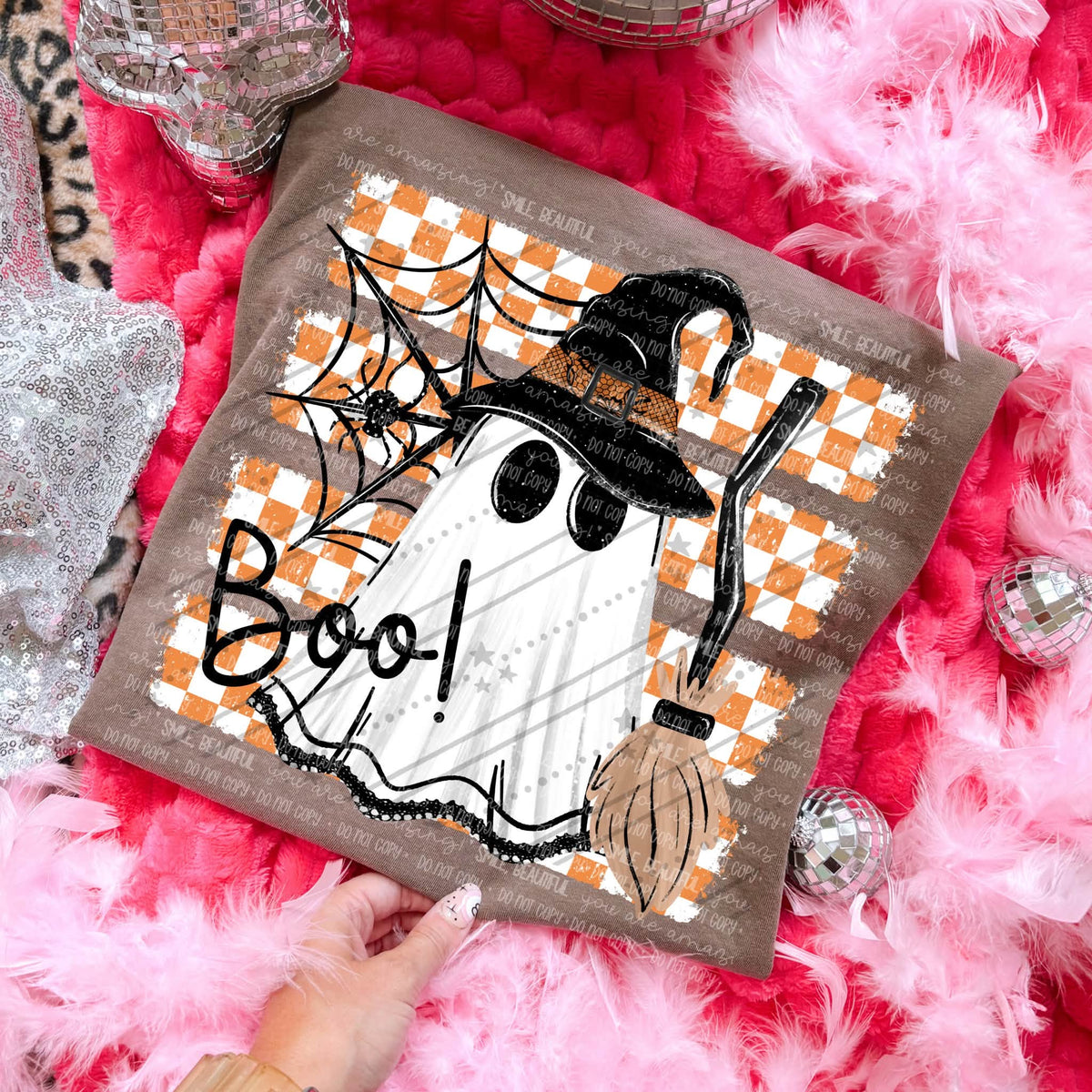 Checkered and Striped Boo Ghost