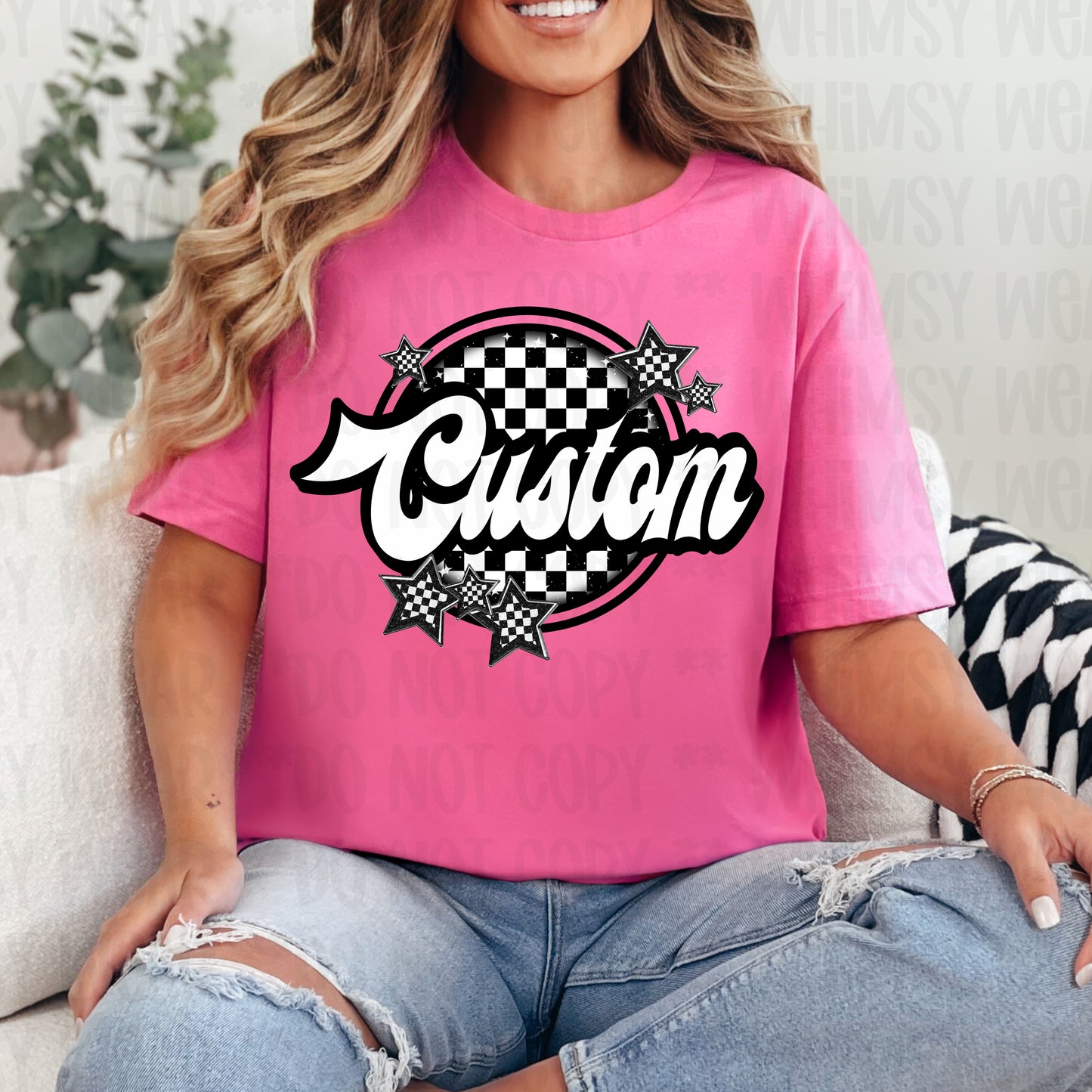 Retro Checkered Mascot with Stars (Customizable)