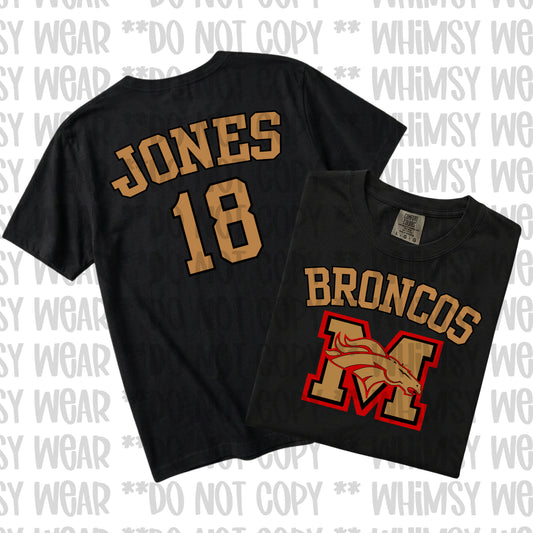 Morsey Jersey Design Gold Letters With Black Outline Front and Back