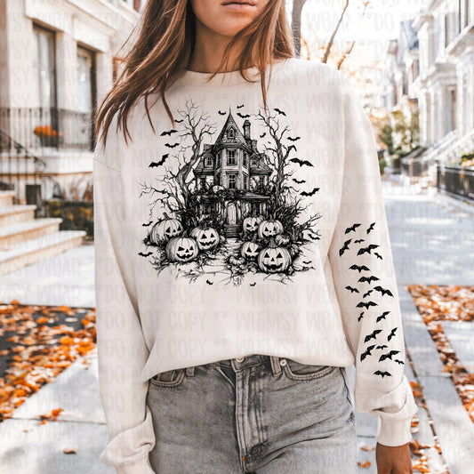 Haunted House with Bat Sleeve