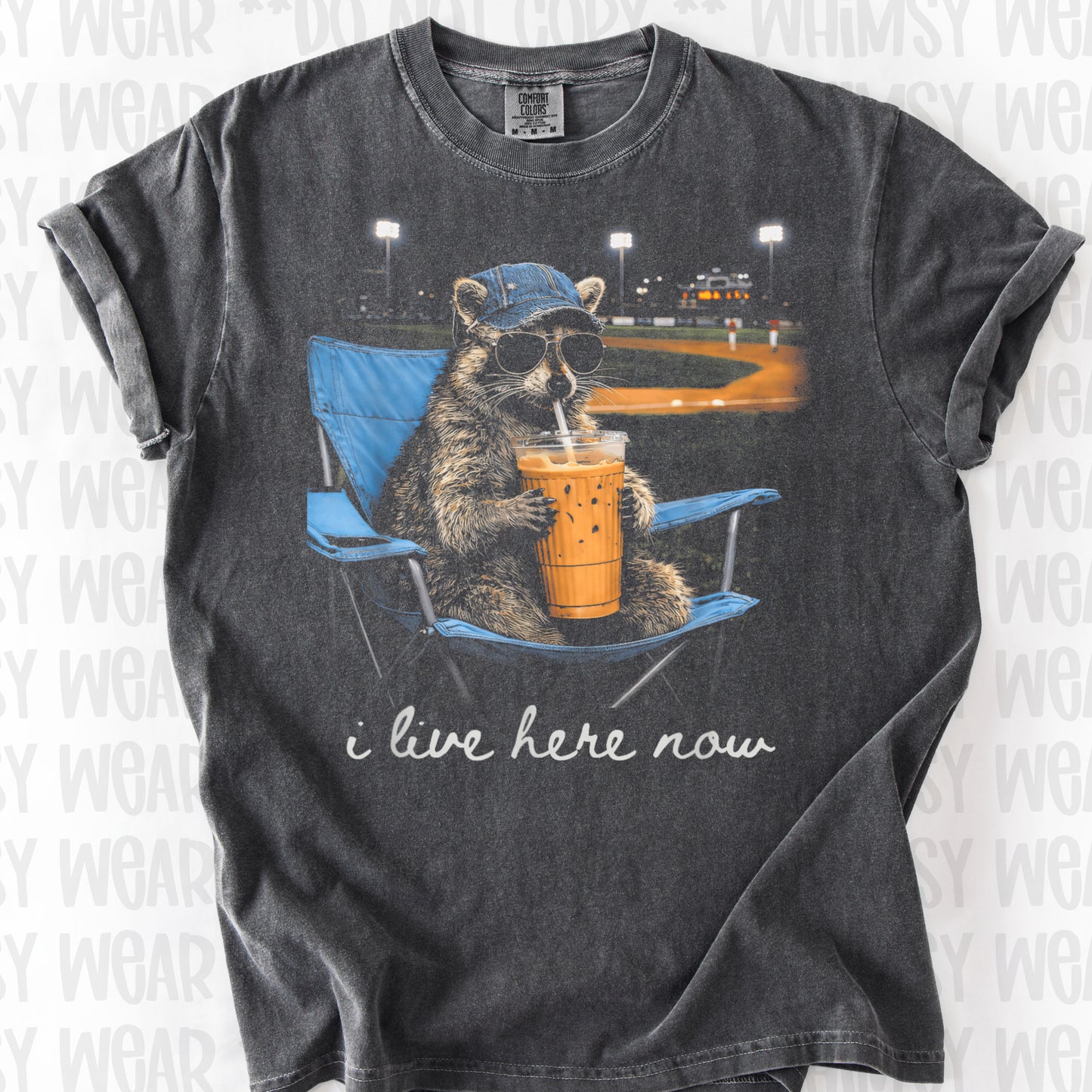 I Live Here Now Baseball Racoon