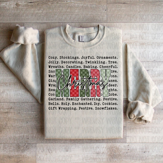Merry Christmas Words Black Letters