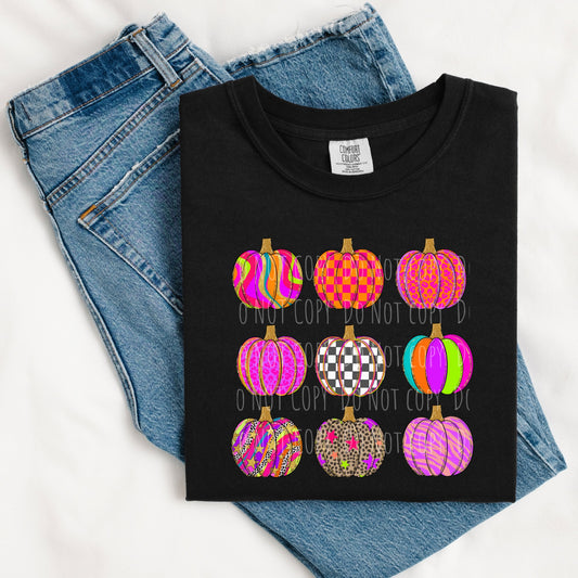 Neon Pattern Pumpkin Collage