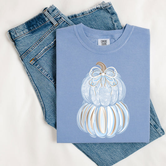 Blue Watercolor Stacked Pumpkin