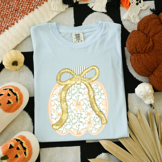 Peach Colored Ribbon Pumpkin