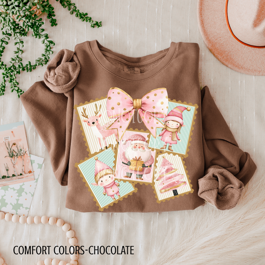 Pink and Gold Christmas Stamps