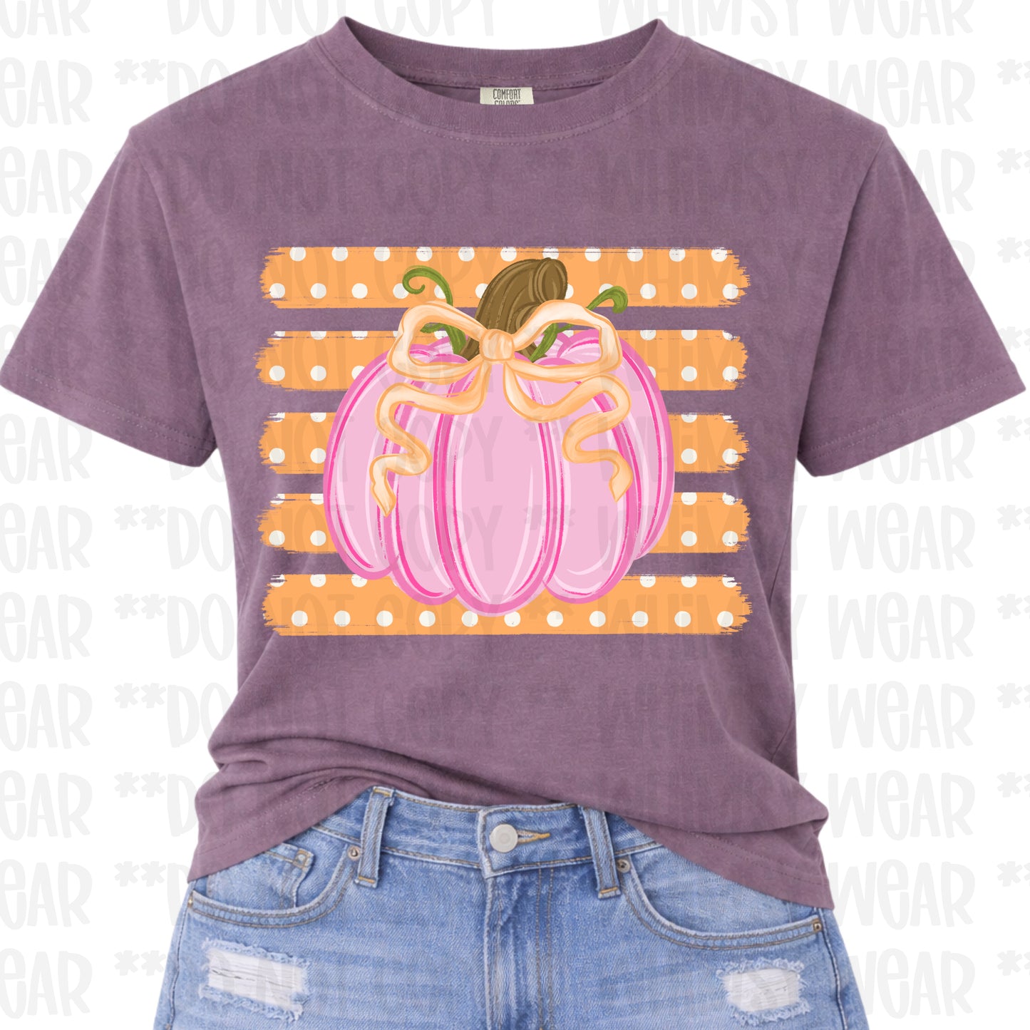 Pink Pumpkin with Orange Dotted Stripes