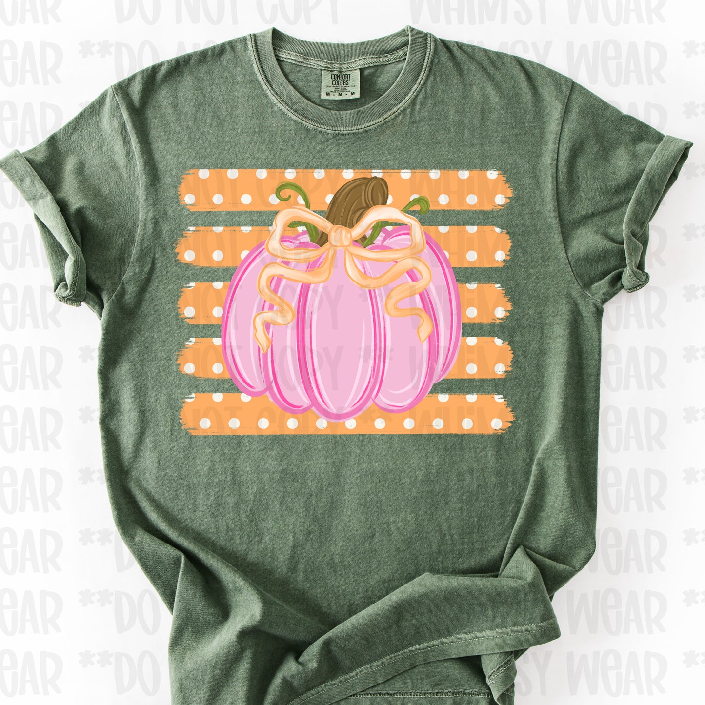 Pink Pumpkin with Orange Dotted Stripes