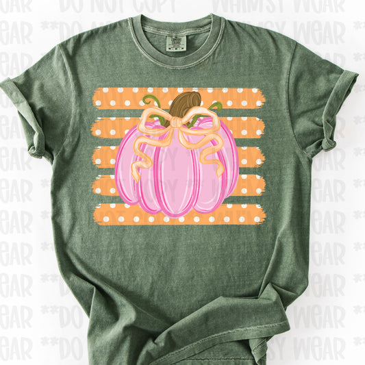 Pink Pumpkin with Orange Dotted Stripes