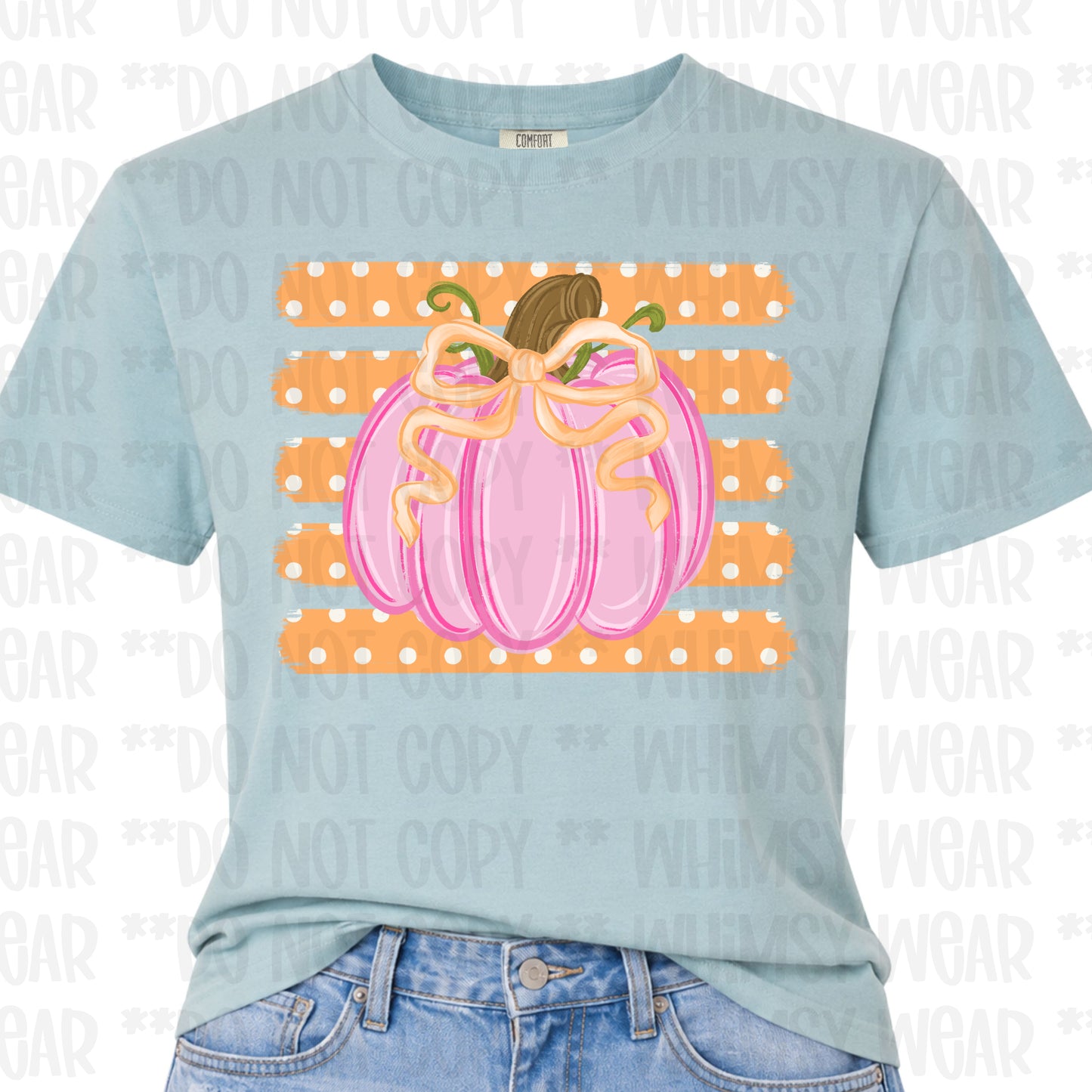 Pink Pumpkin with Orange Dotted Stripes