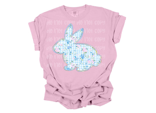 Plaid Blue Floral Bunny