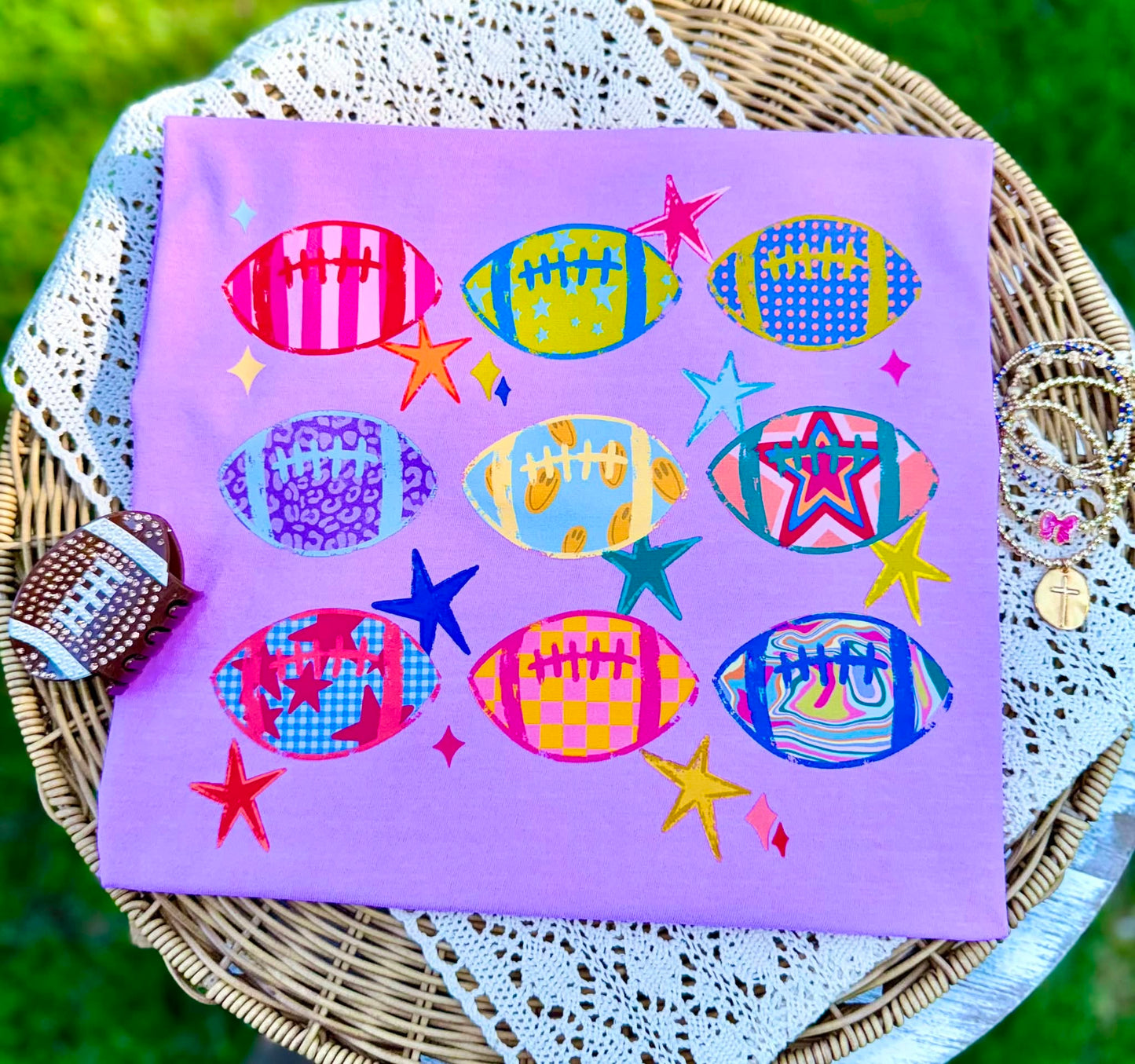 Preppy Patterned Neon Football