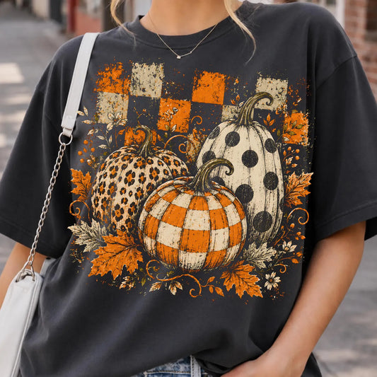 Checkered Preppy Pumpkin Trio