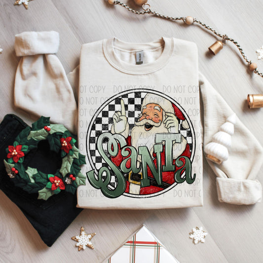 Retro Checkered Santa
