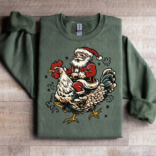 Santa Riding Chicken