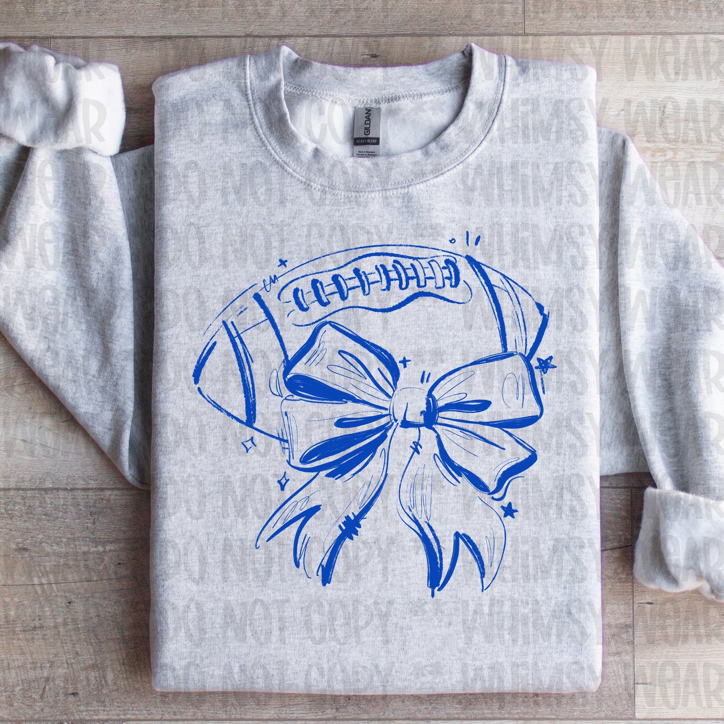 Sketchy Football Bow in Blue