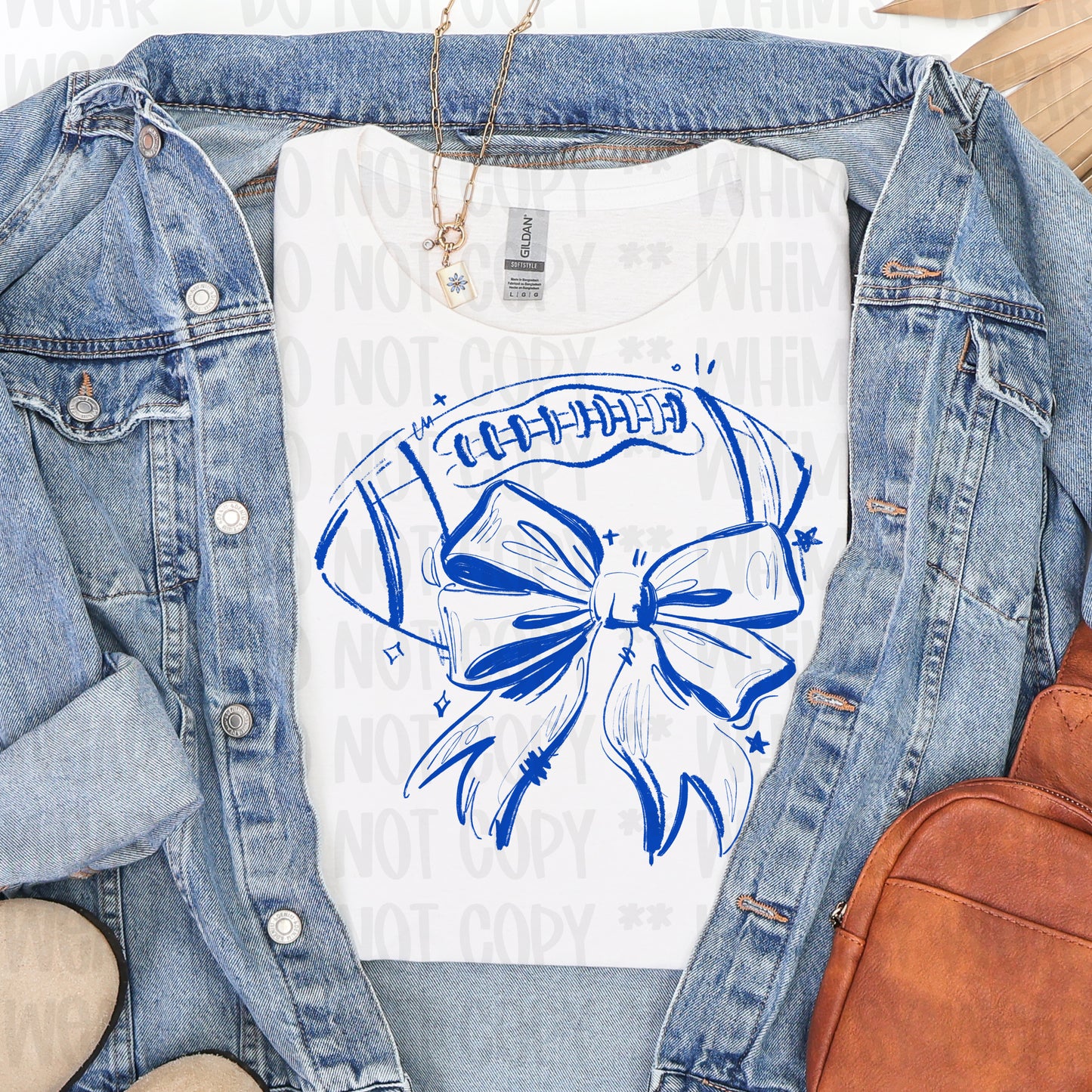 Sketchy Football Bow in Blue