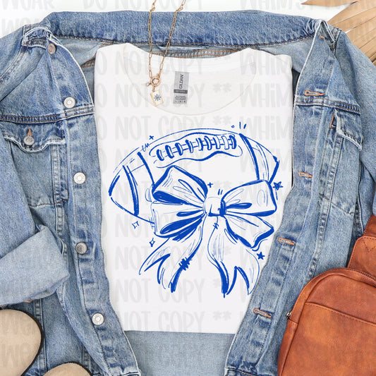 Sketchy Football Bow in Blue