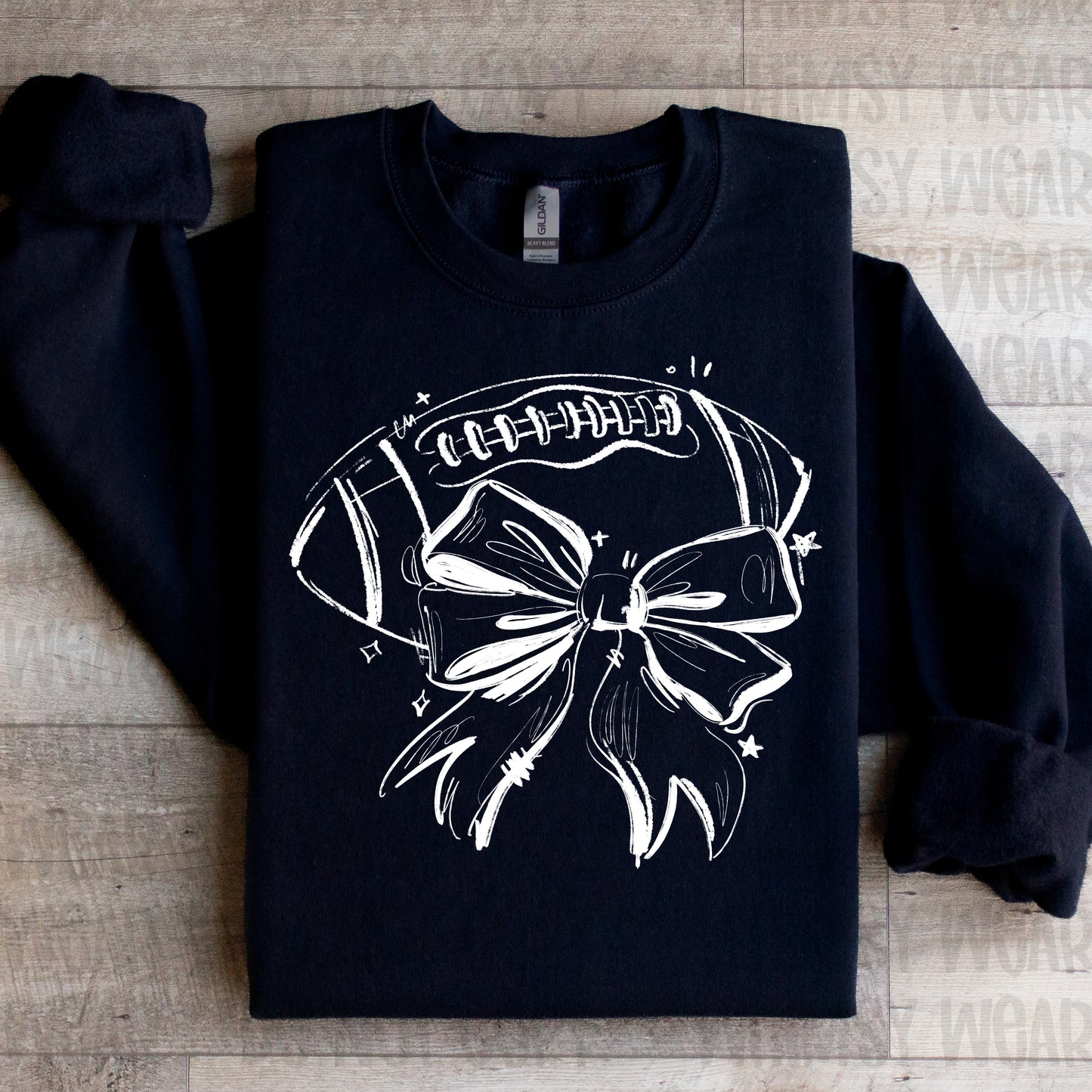 Sketchy Football Bow in White