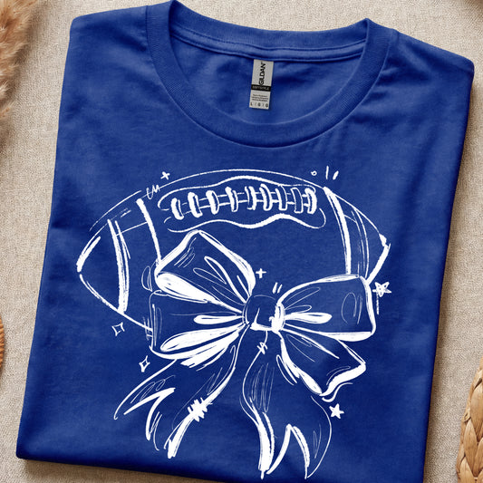 Sketchy Football Bow in White
